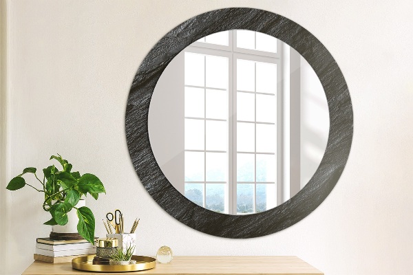 Round mirror frame with print Black stone