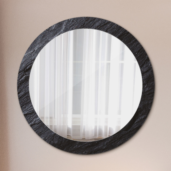 Round mirror frame with print Black stone