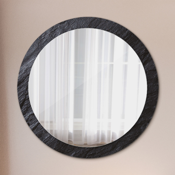 Round mirror frame with print Black stone