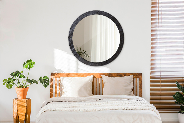 Round mirror frame with print Black stone