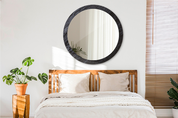 Round mirror frame with print Black stone