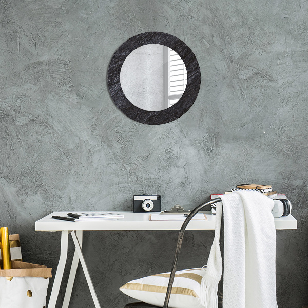 Round mirror frame with print Black stone