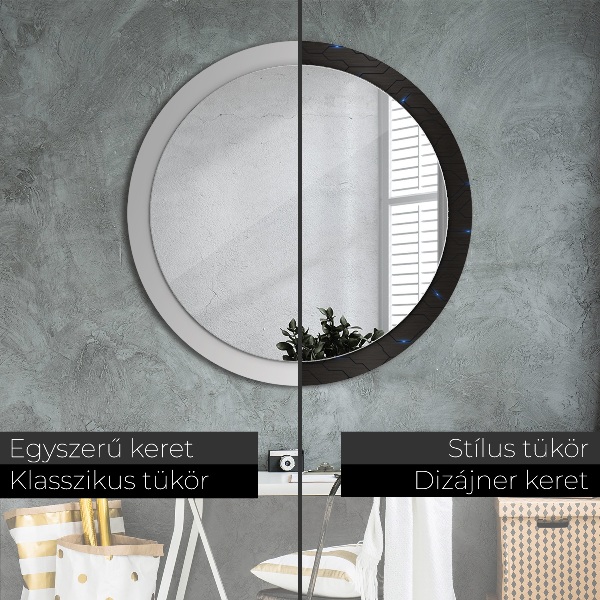 Round mirror frame with print Futuristic abstract
