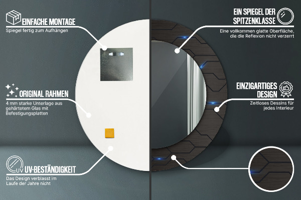 Round mirror frame with print Futuristic abstract