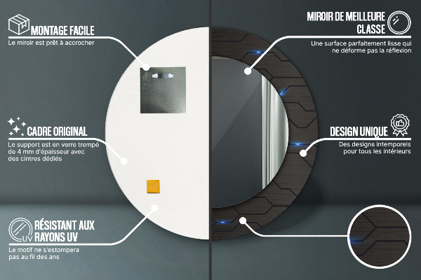 Round mirror frame with print Futuristic abstract