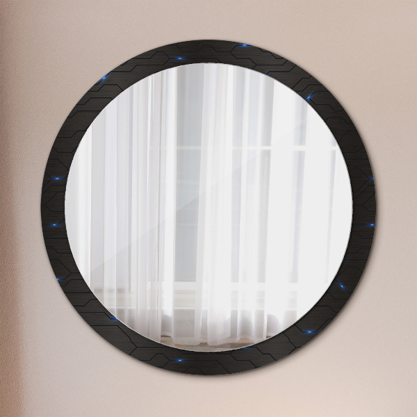 Round mirror frame with print Futuristic abstract