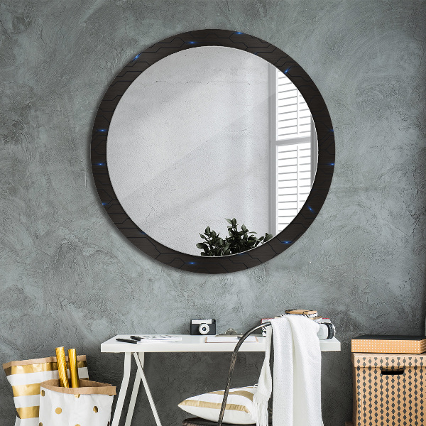 Round mirror frame with print Futuristic abstract