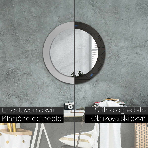 Round mirror frame with print Futuristic abstract