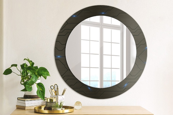 Round mirror frame with print Futuristic abstract
