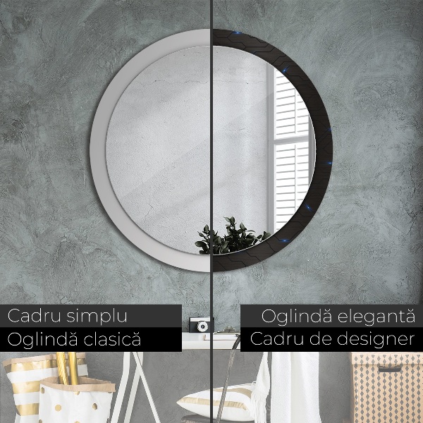 Round mirror frame with print Futuristic abstract
