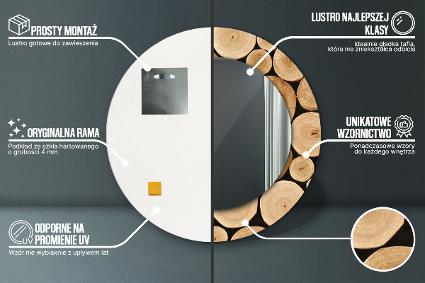 Round wall mirror decor Wood logs