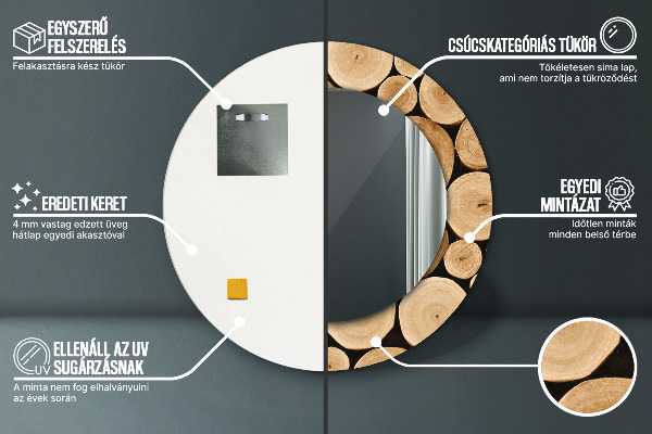 Round wall mirror decor Wood logs