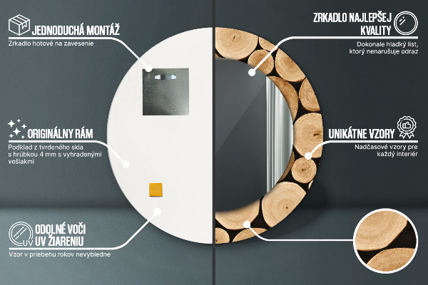 Round wall mirror decor Wood logs