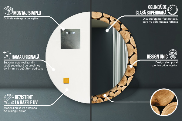 Round wall mirror decor Wood logs