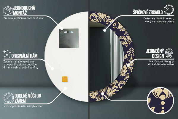 Round wall mirror decor Floral pattern