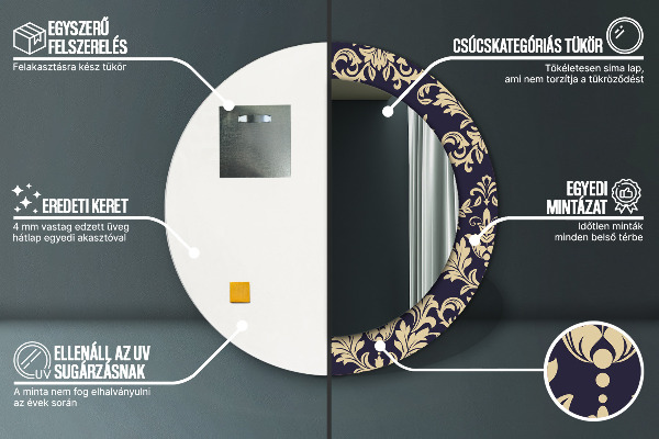 Round wall mirror decor Floral pattern