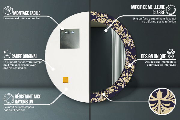 Round wall mirror decor Floral pattern