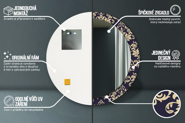 Round wall mirror decor Floral pattern