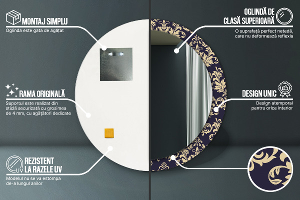 Round wall mirror decor Floral pattern