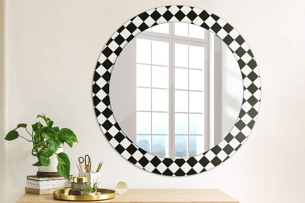 Round wall mirror decor Desk chess