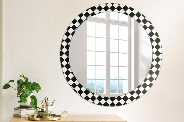 Round wall mirror decor Desk chess