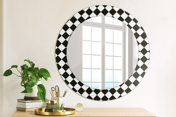 Round wall mirror decor Desk chess