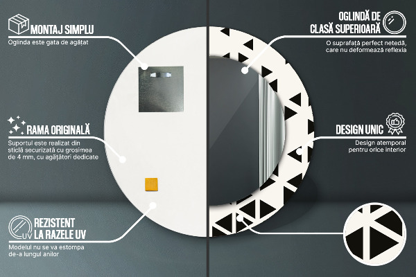 Round wall mirror decor Abstract geometric