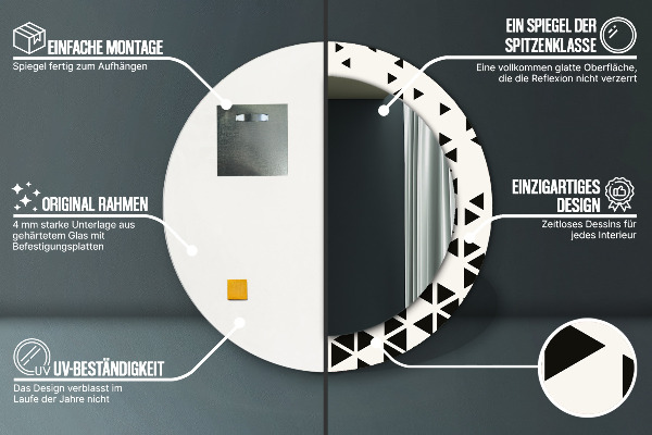 Round wall mirror decor Abstract geometric