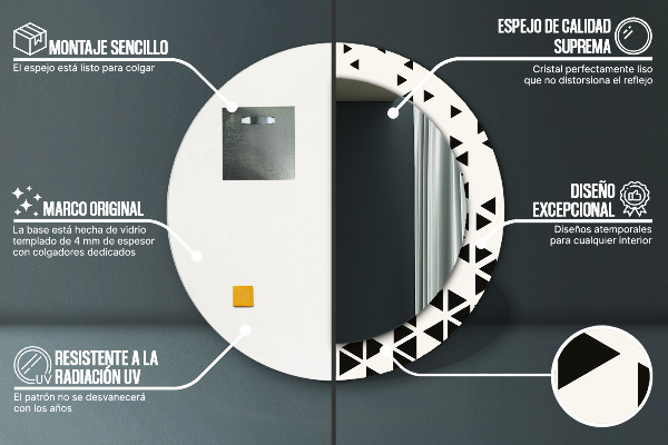 Round wall mirror decor Abstract geometric