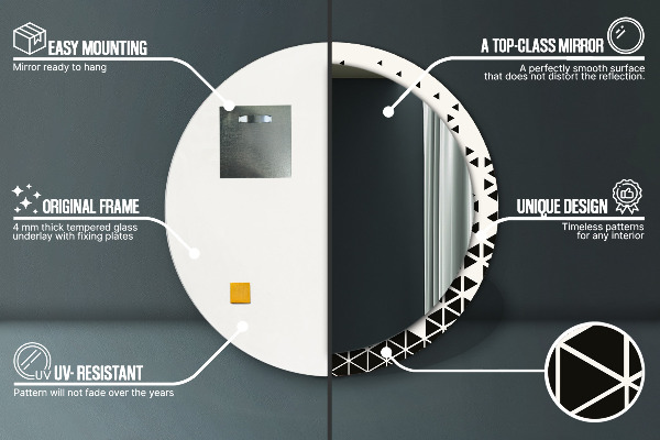 Round wall mirror decor Abstract geometric