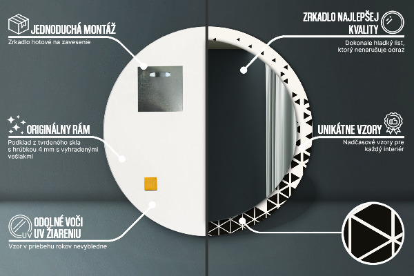 Round wall mirror decor Abstract geometric