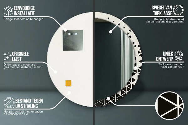 Round wall mirror decor Abstract geometric