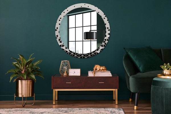 Round wall mirror decor Abstract geometric