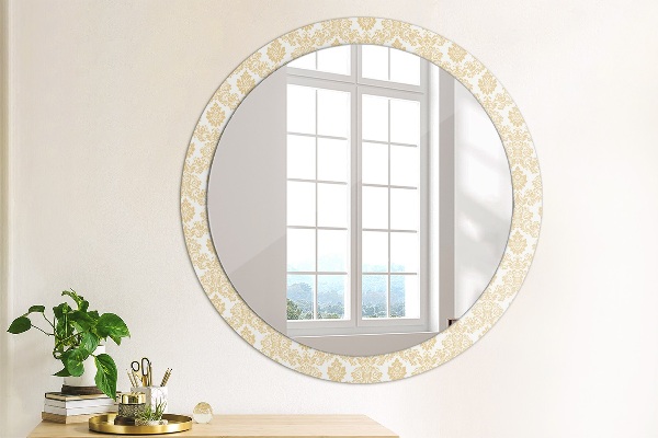 Round printed mirror Baroque damask