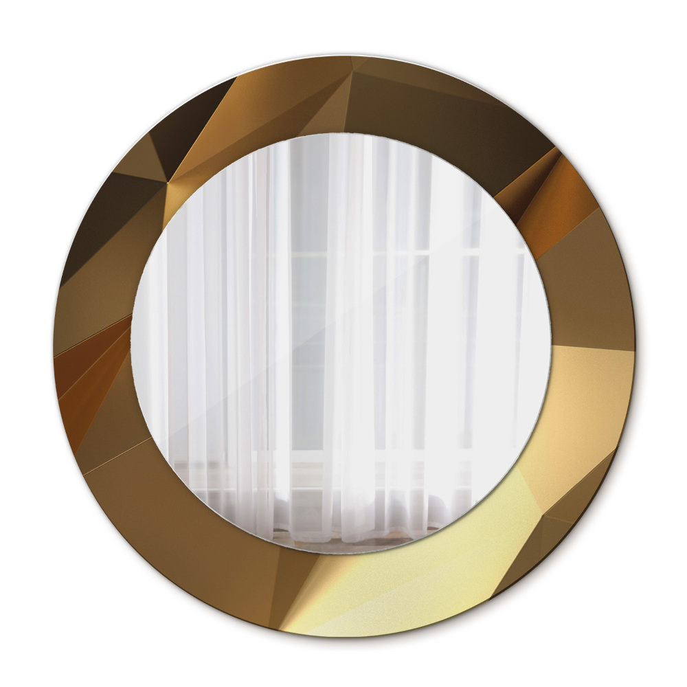 Round printed mirror Gold abstraction