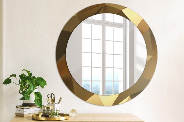 Round printed mirror Gold abstraction