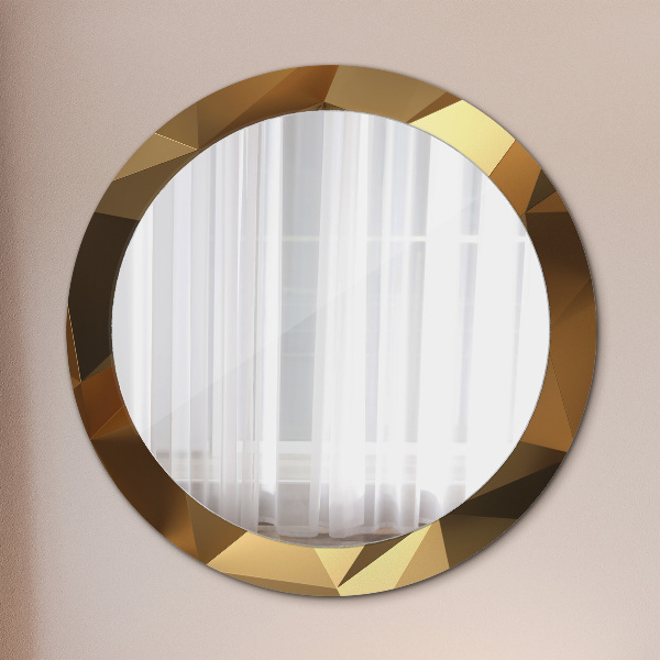 Round printed mirror Gold abstraction
