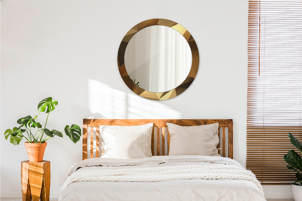 Round printed mirror Gold abstraction