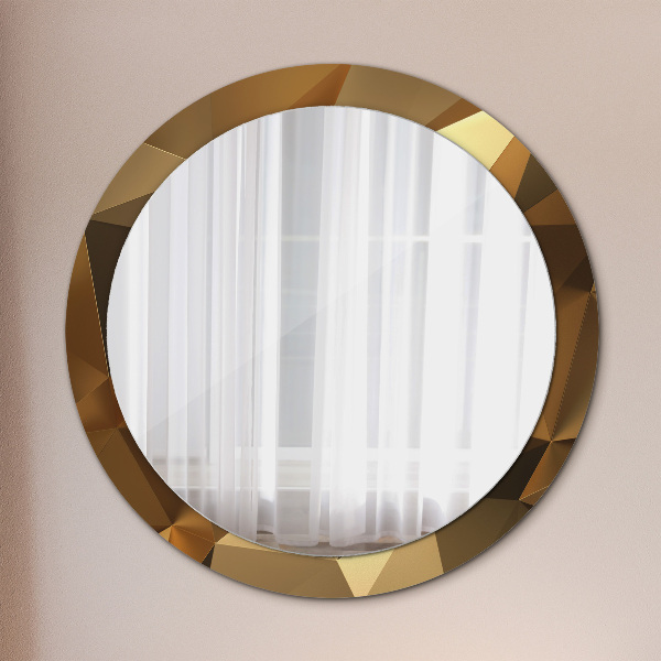 Round printed mirror Gold abstraction