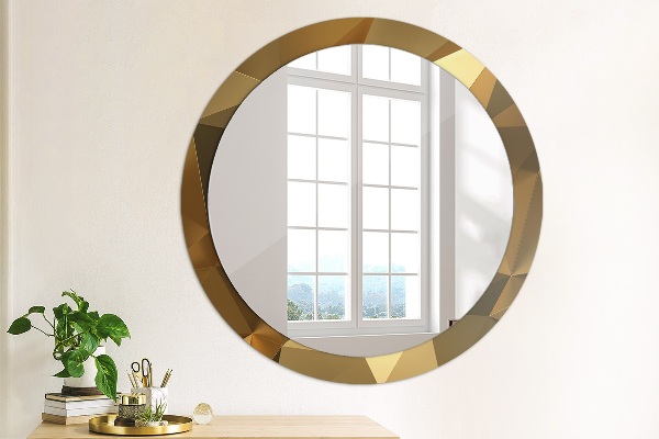 Round printed mirror Gold abstraction
