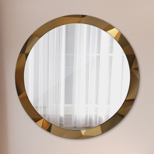 Round printed mirror Gold abstraction