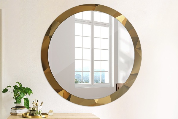 Round printed mirror Gold abstraction
