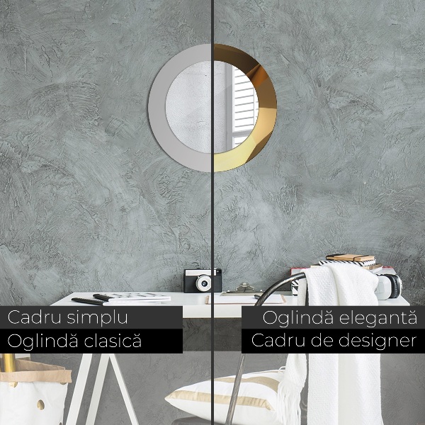 Round printed mirror Gold abstraction