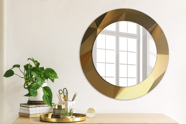 Round printed mirror Gold abstraction