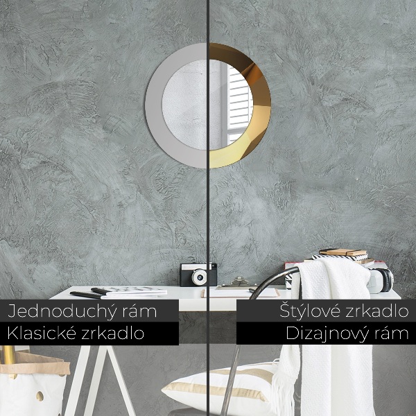 Round printed mirror Gold abstraction