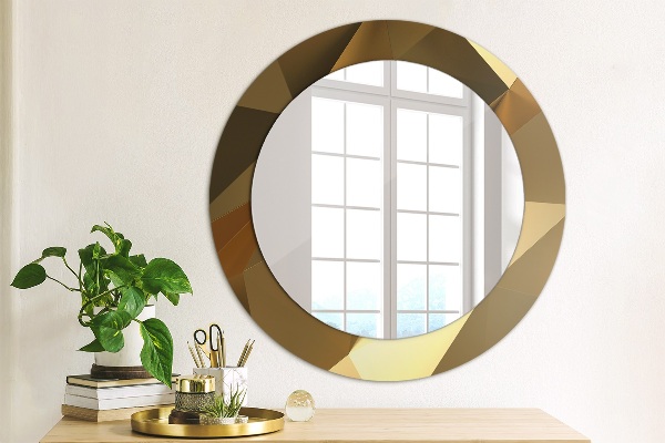 Round printed mirror Gold abstraction