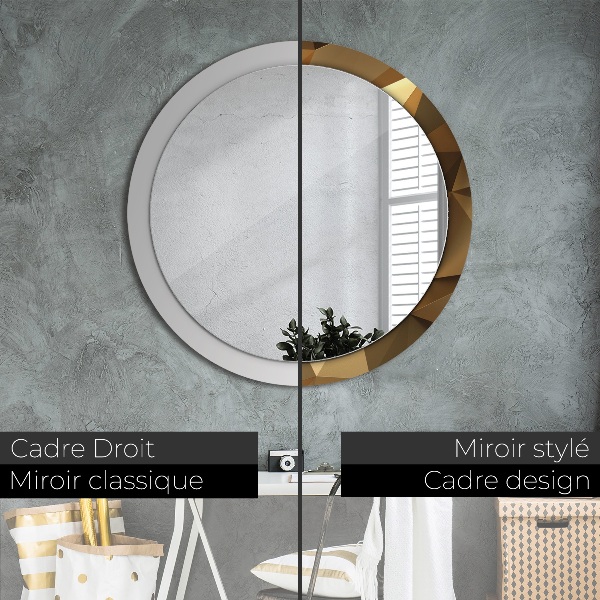 Round printed mirror Gold abstraction