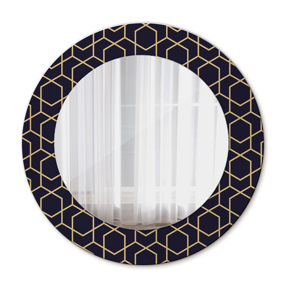 Round printed mirror Abstract geometric