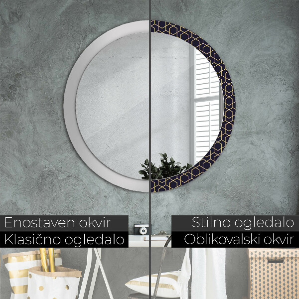 Round printed mirror Abstract geometric