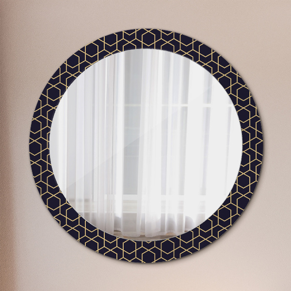 Round printed mirror Abstract geometric